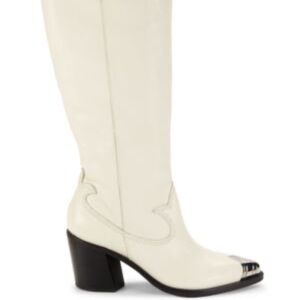 Dolce Vita Cream Ankle Boots with Black Heel